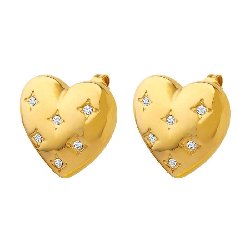 18K gold plated Stainless steel  Heart earrings, Intensity