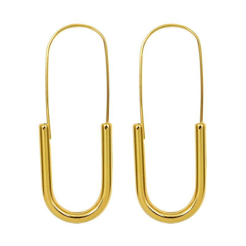 18K gold plated Stainless steel  Safety pin earrings, Intensity