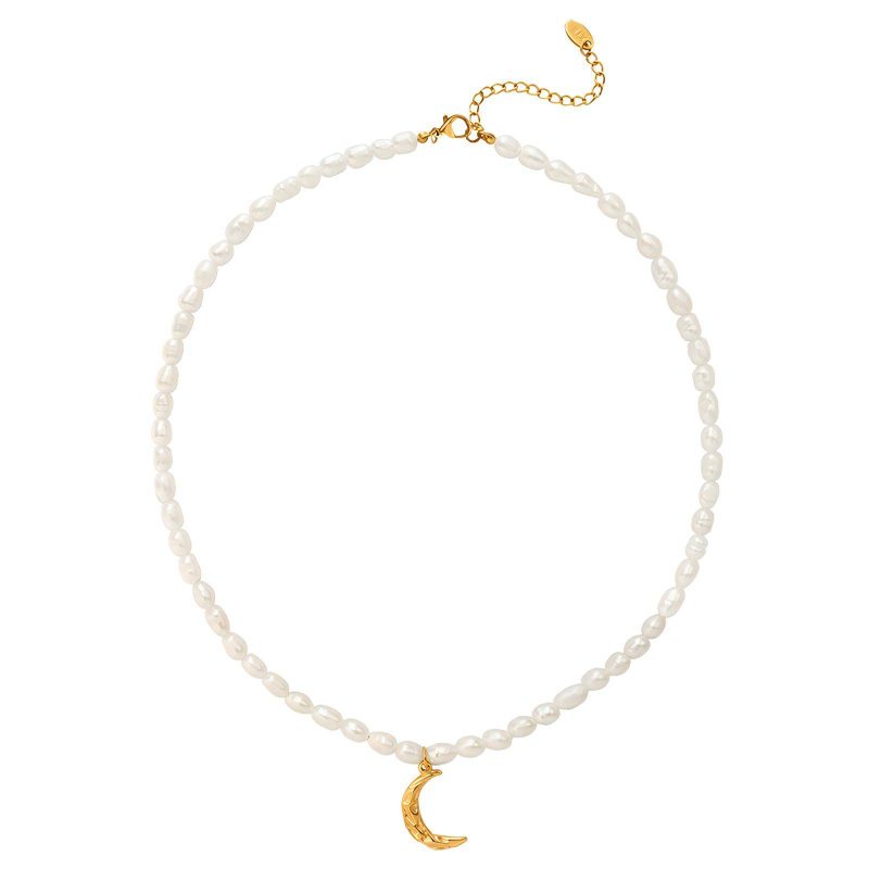 18K gold plated Stainless steel  Crescent necklace, Intensity