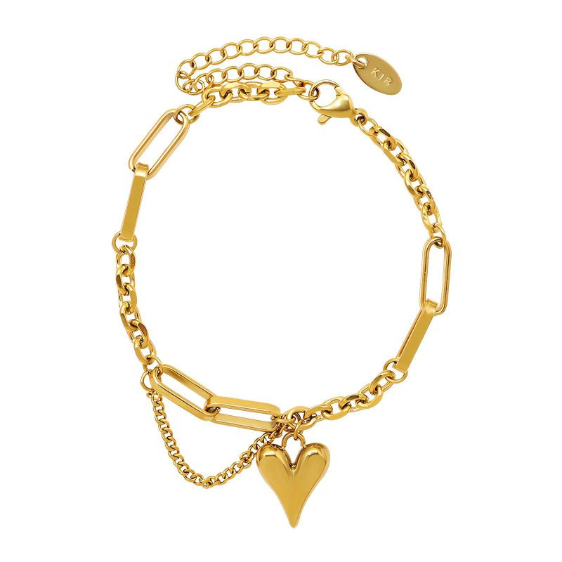 18K gold plated Stainless steel  Heart bracelet, Intensity