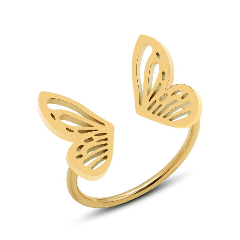 18K gold plated Stainless steel  Butterfly finger ring, Intensity