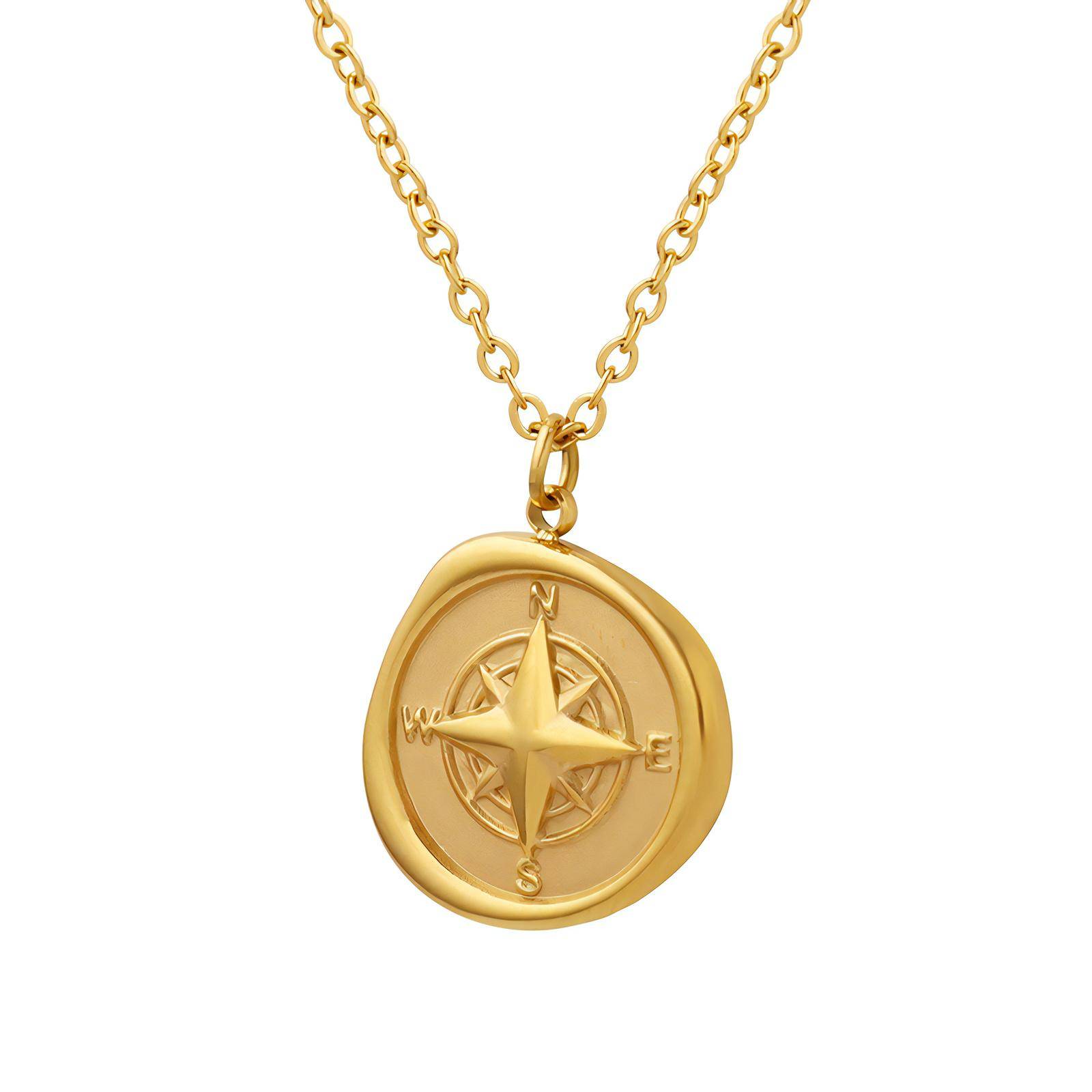 18K gold plated Stainless steel  Compass necklace, Intensity