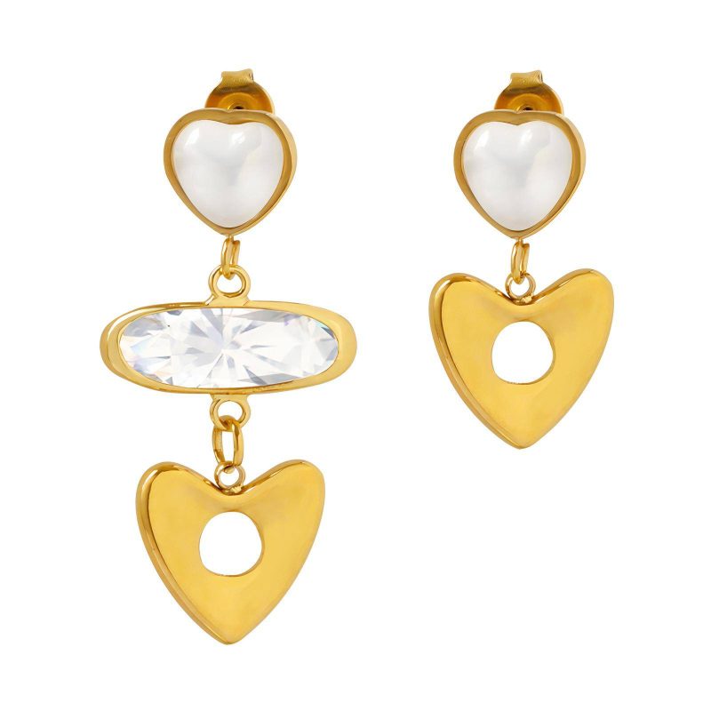 18K gold plated Stainless steel  Hearts earrings, Intensity