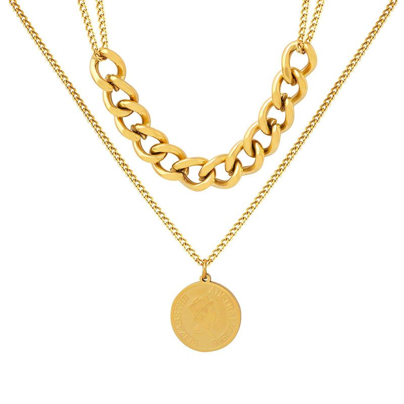 18K gold plated Stainless steel  Coin necklace, Intensity