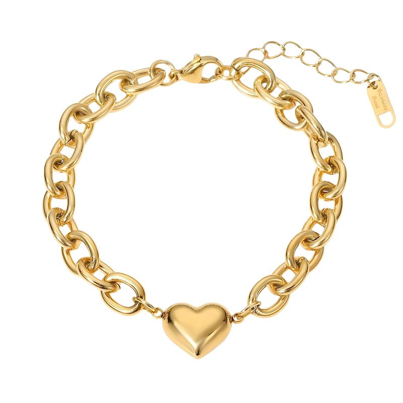 18K gold plated Stainless steel  Heart bracelet, Intensity