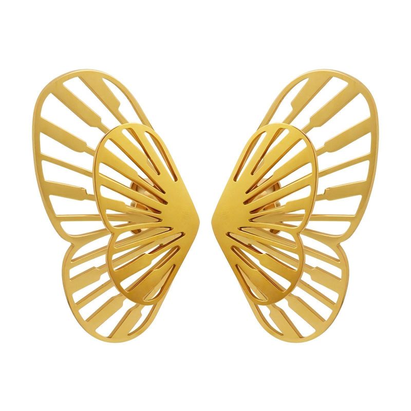 18K gold plated Stainless steel  Butterflies earrings, Intensity