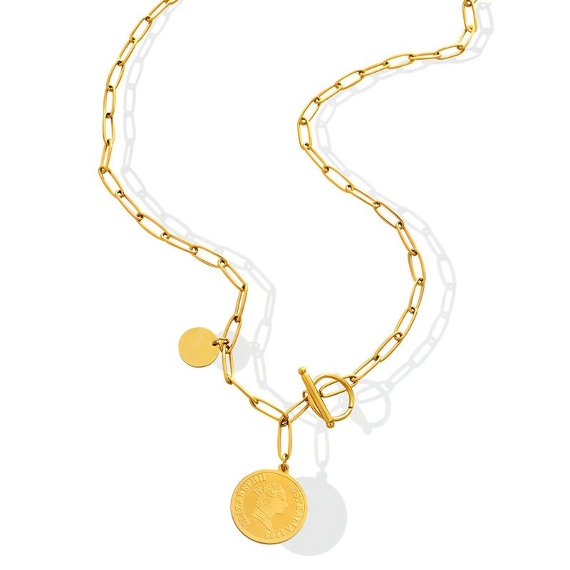 18K gold plated Stainless steel  Coin necklace, Intensity