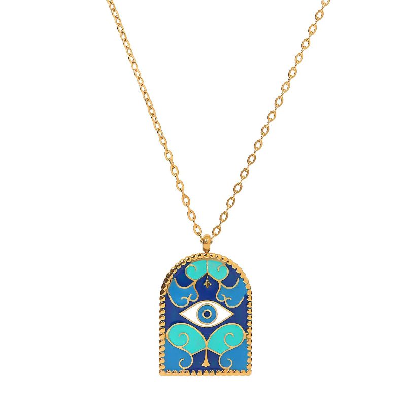 18K gold plated Stainless steel  Eye necklace, Intensity