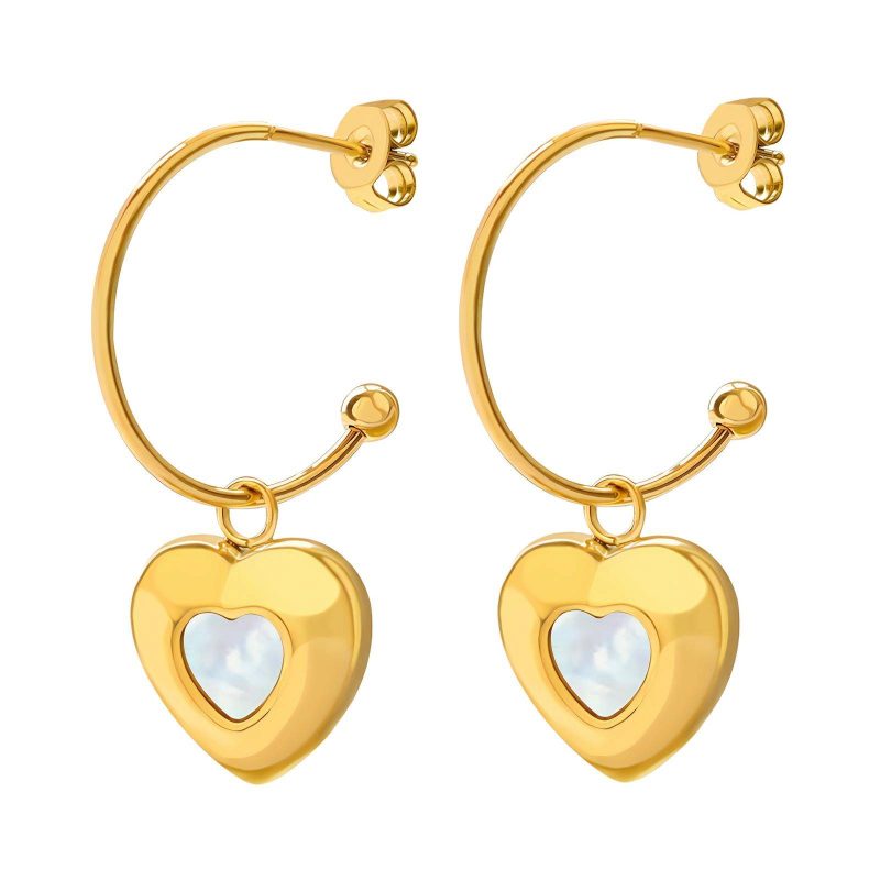 18K gold plated Stainless steel  Hearts earrings, Intensity