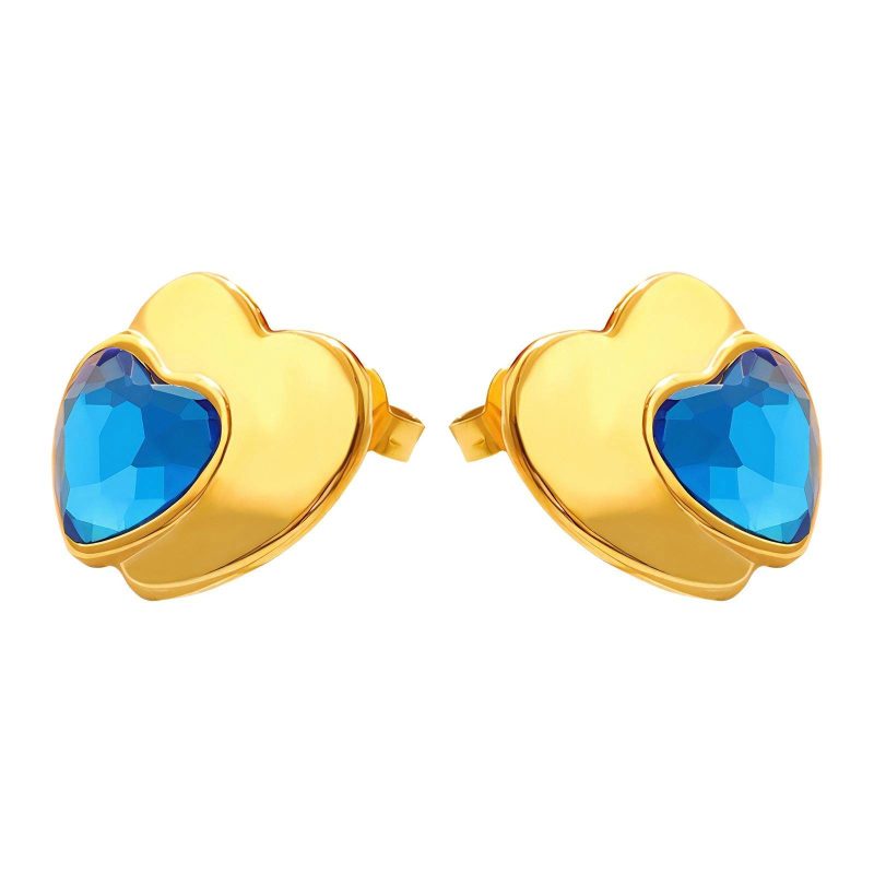 18K gold plated Stainless steel  Hearts earrings, Intensity