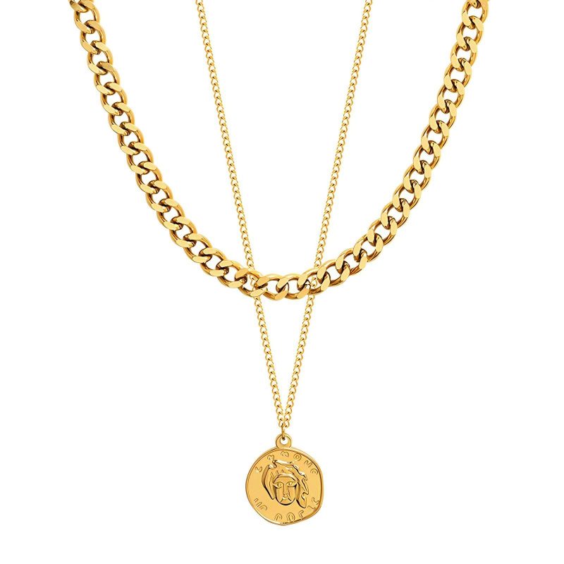 18K gold plated Stainless steel  Ancient coin necklace, Intensity