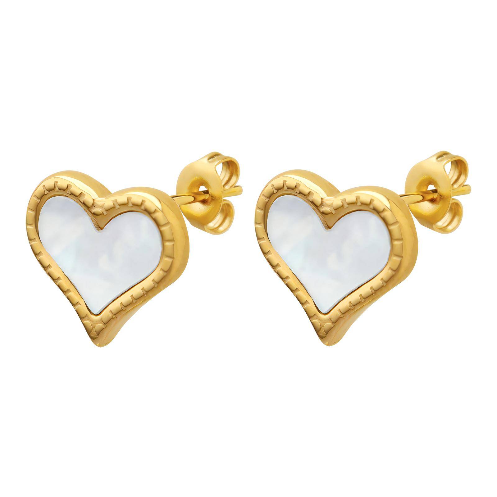 18K gold plated Stainless steel  Hearts earrings, Intensity