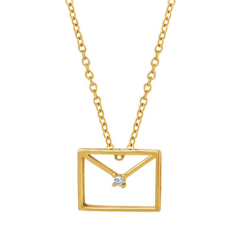 18K gold plated Stainless steel  Envelope necklace, Intensity