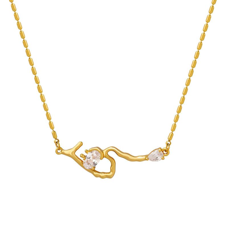 18K gold plated Stainless steel  Branch necklace, Intensity