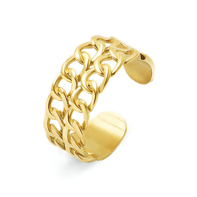 18K gold plated Stainless steel  Chain finger ring, Intensity