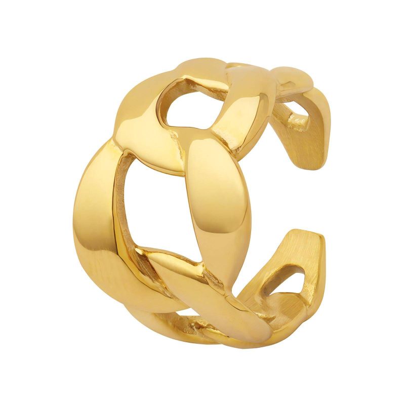 18K gold plated Stainless steel  Chain finger ring, Intensity