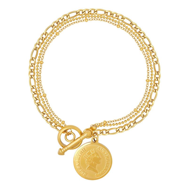 18K gold plated Stainless steel  Coin bracelet, Intensity