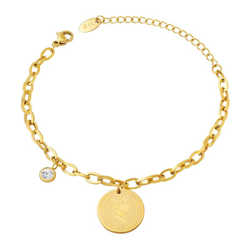 18K gold plated Stainless steel  Coin bracelet, Intensity