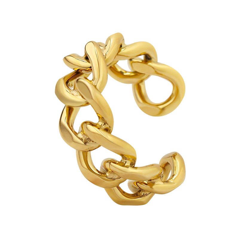 18K gold plated Stainless steel  Chain finger ring, Intensity