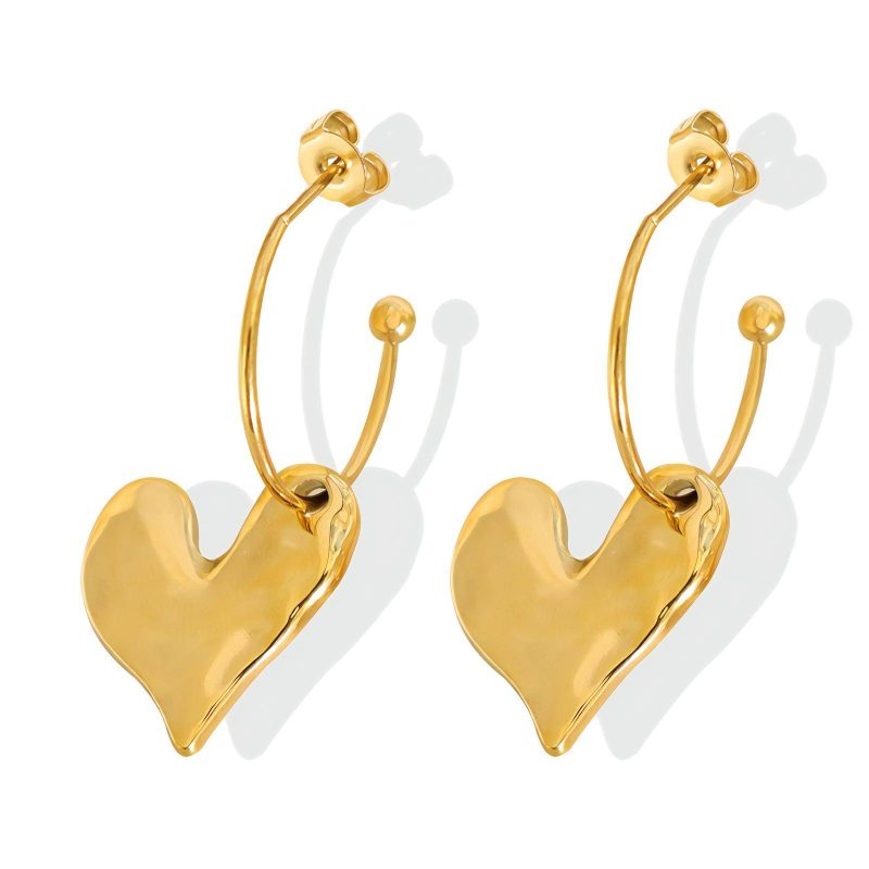 18K gold plated Stainless steel  Hearts earrings, Intensity