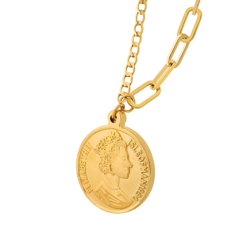 18K gold plated Stainless steel  Coin necklace, Intensity