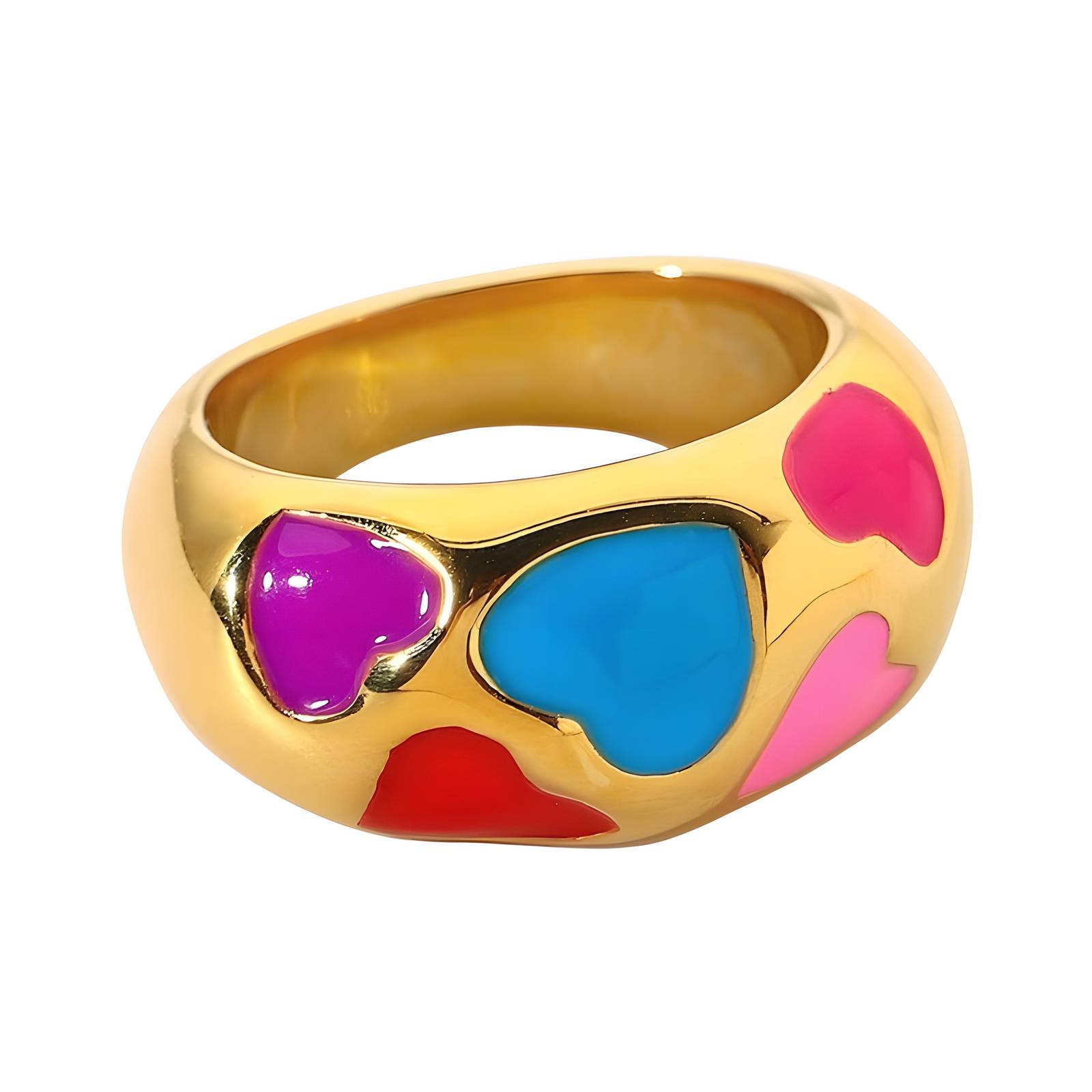 18K gold plated Stainless steel  Hearts finger ring, Intensity