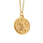 18K gold plated Stainless steel  Sun and Moon necklace, Intensity