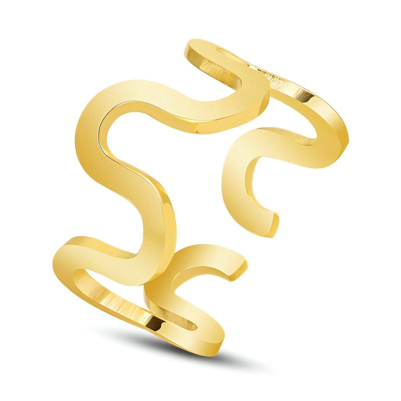 18K gold plated Stainless steel  Wave finger ring, Intensity