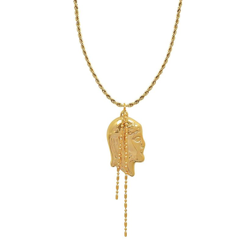 18K gold plated Stainless steel  Face necklace, Intensity