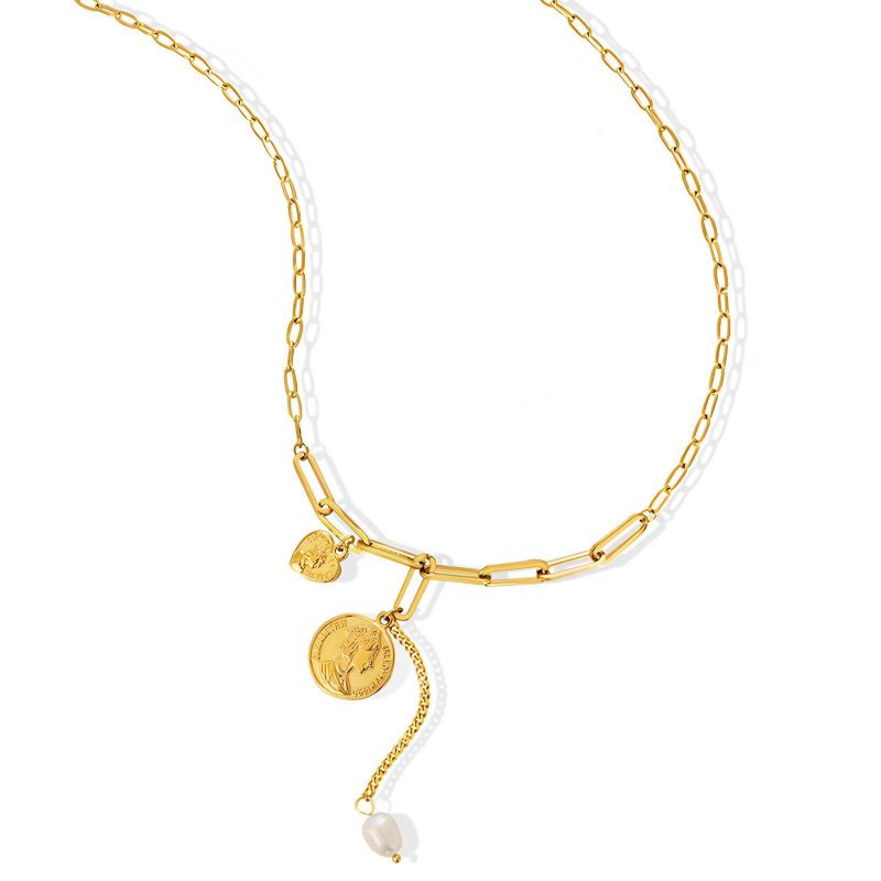 18K gold plated Stainless steel  Coin necklace, Intensity