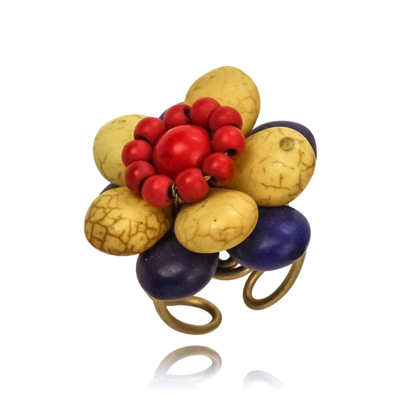 Handcrafted natural stone  Flower finger ring, Excentrico