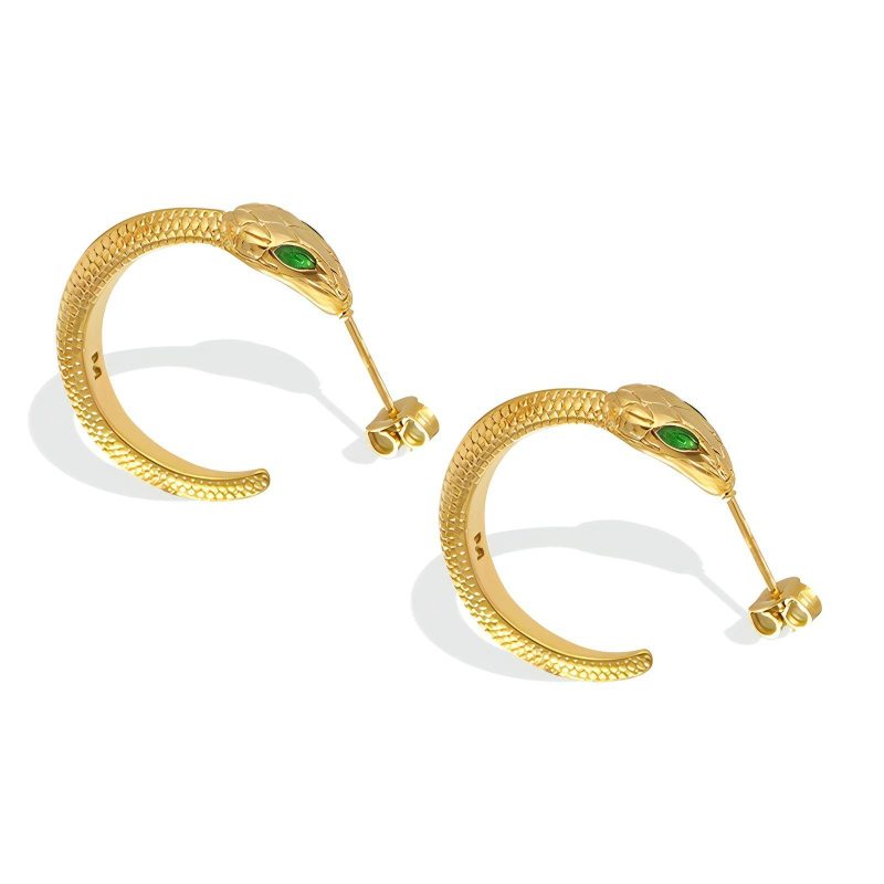 18K gold plated Stainless steel  Snakes earrings, Intensity