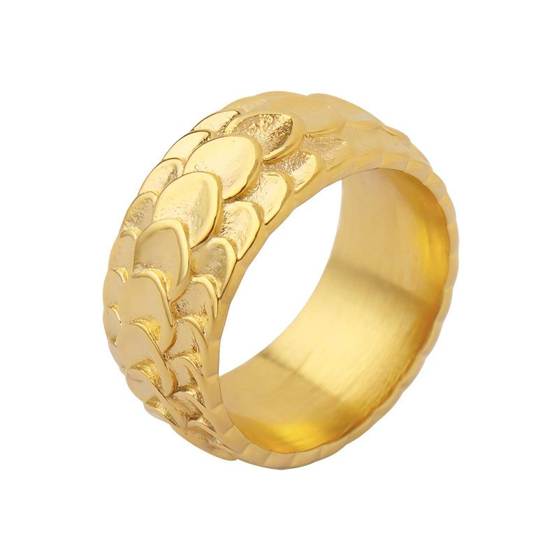 18K gold plated Stainless steel  Fish Scales finger ring, Intensity