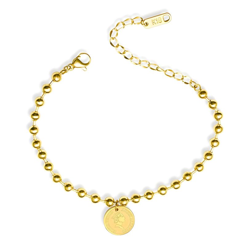 18K gold plated Stainless steel  Coin bracelet, Intensity