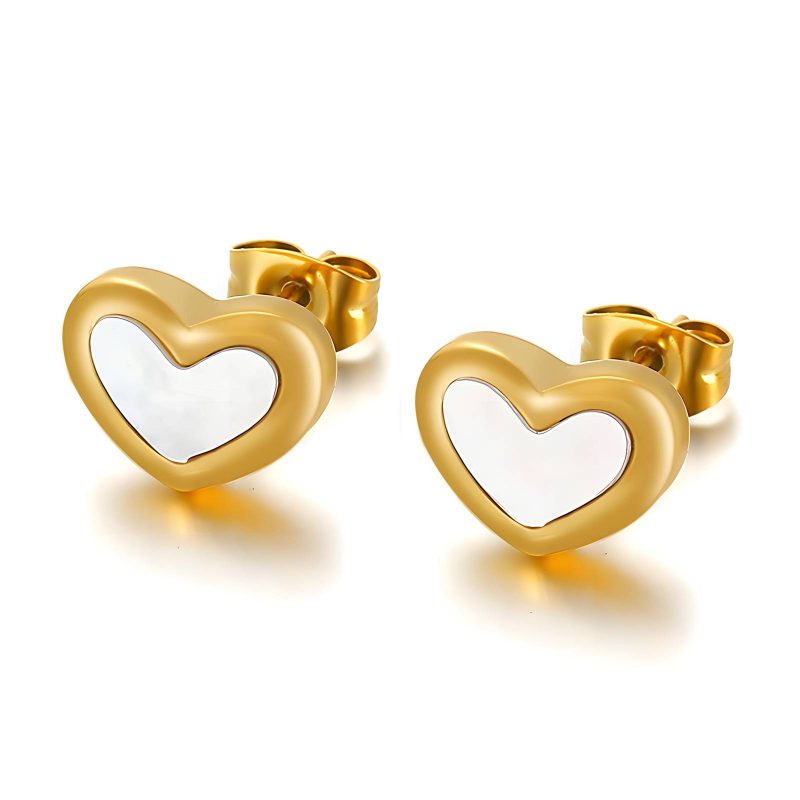 18K gold plated Stainless steel  Hearts earrings, Intensity