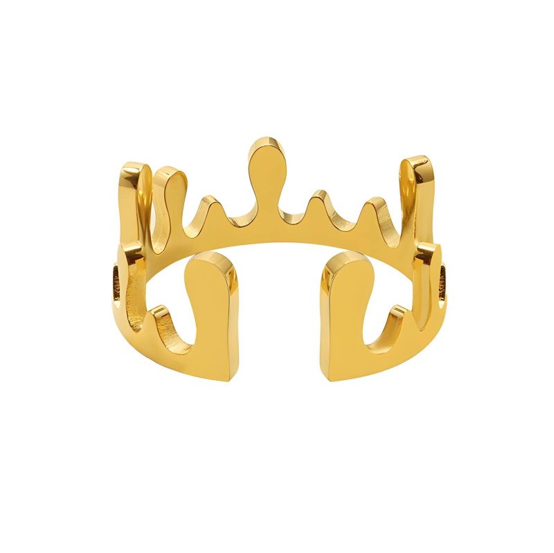 18K gold plated Stainless steel  Crown finger ring, Intensity