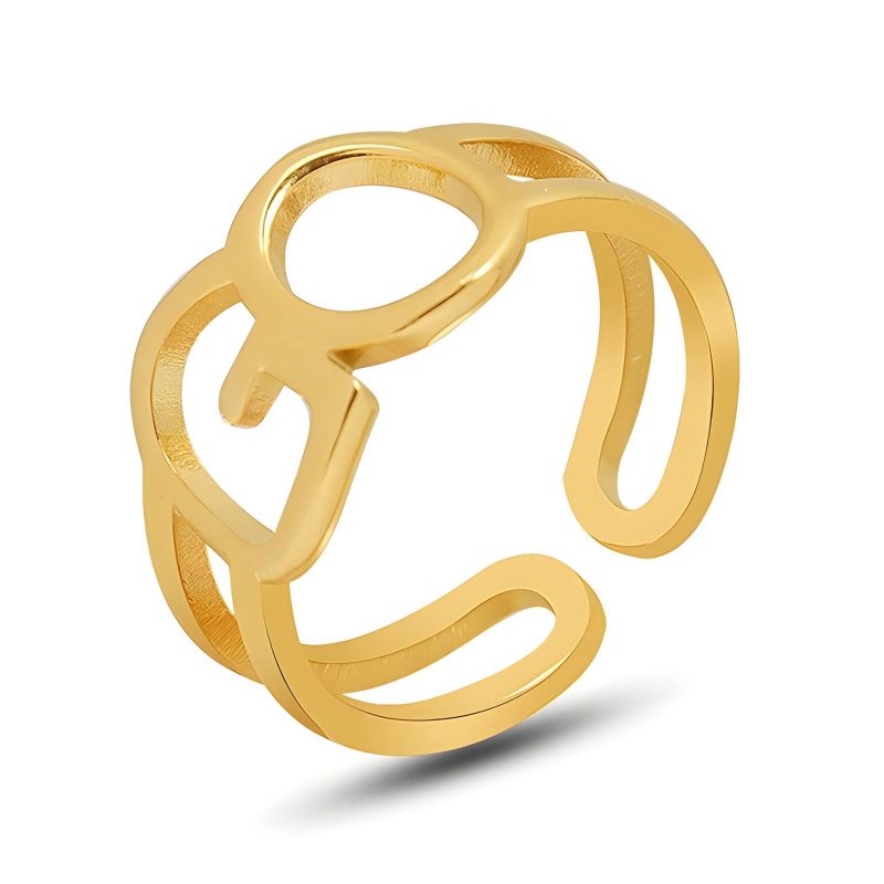 18K gold plated Stainless steel  GO finger ring, Intensity