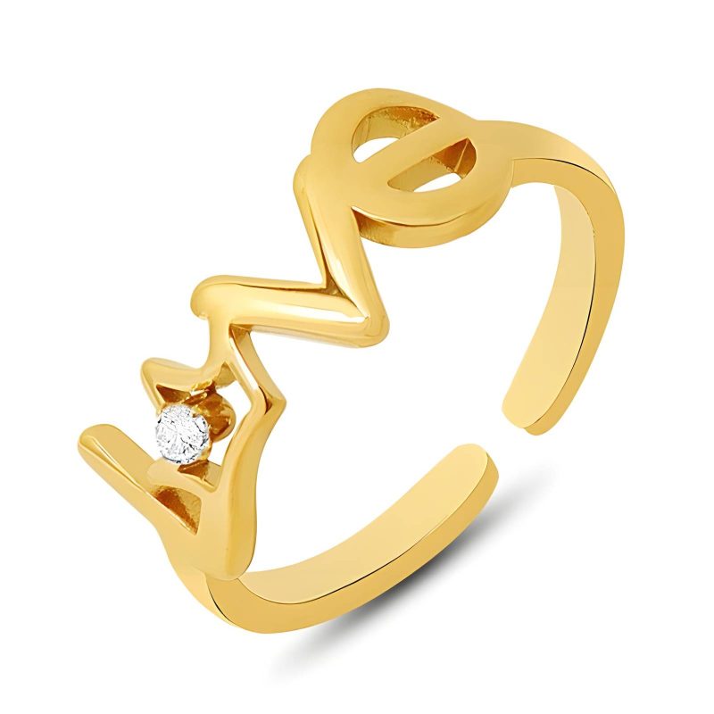 18K gold plated Stainless steel  Love finger ring, Intensity