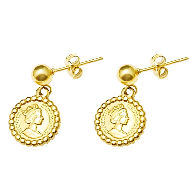 18K gold plated Stainless steel  Coin earrings, Intensity