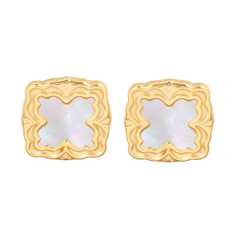 18K gold plated Stainless steel  Flowers earrings, Intensity