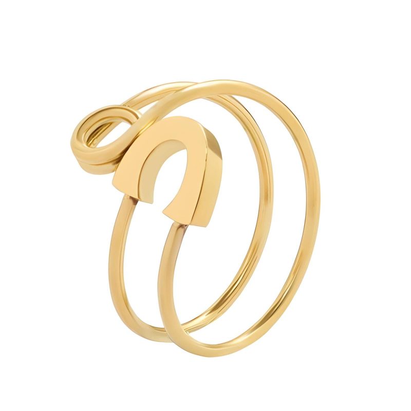 18K gold plated Stainless steel  Pin finger ring, Intensity