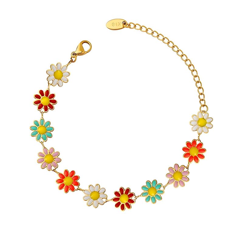 18K gold plated Stainless steel  Flowers bracelet, Intensity