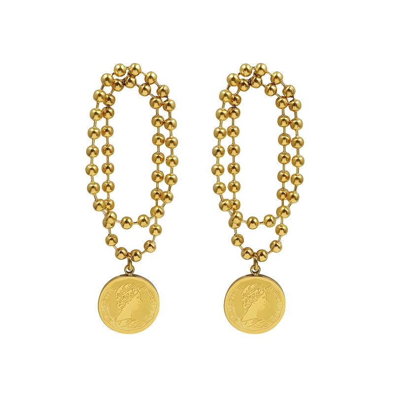 18K gold plated Stainless steel  Coin earrings, Intensity