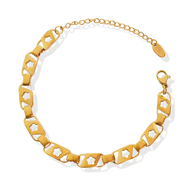 18K gold plated Stainless steel  Flowers bracelet, Intensity