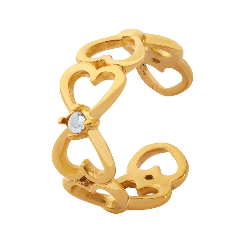 18K gold plated Stainless steel  Hearts finger ring, Intensity