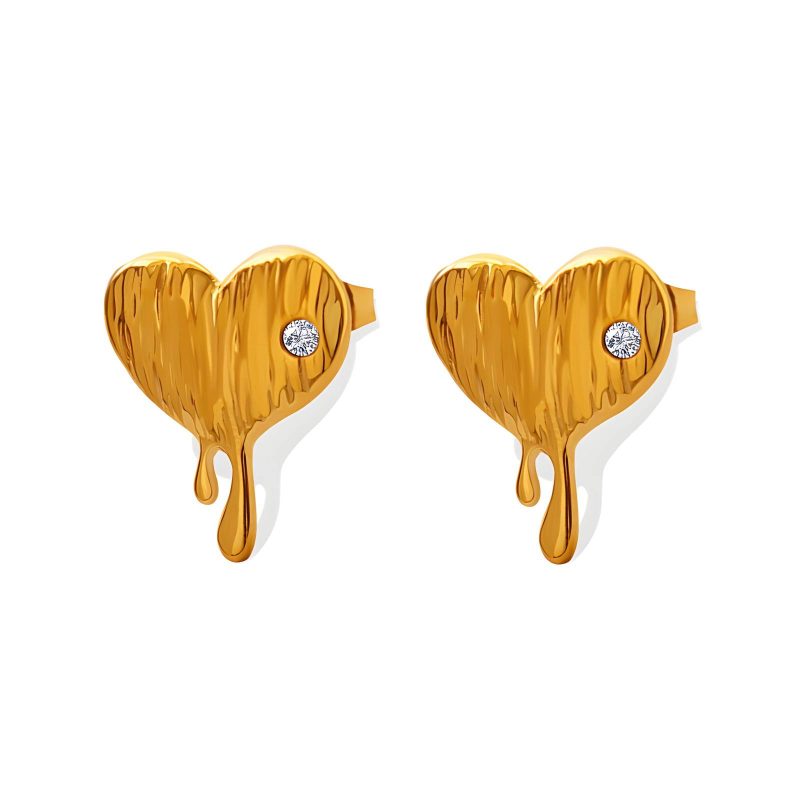 18K gold plated Stainless steel  Melting Heart earrings, Intensity