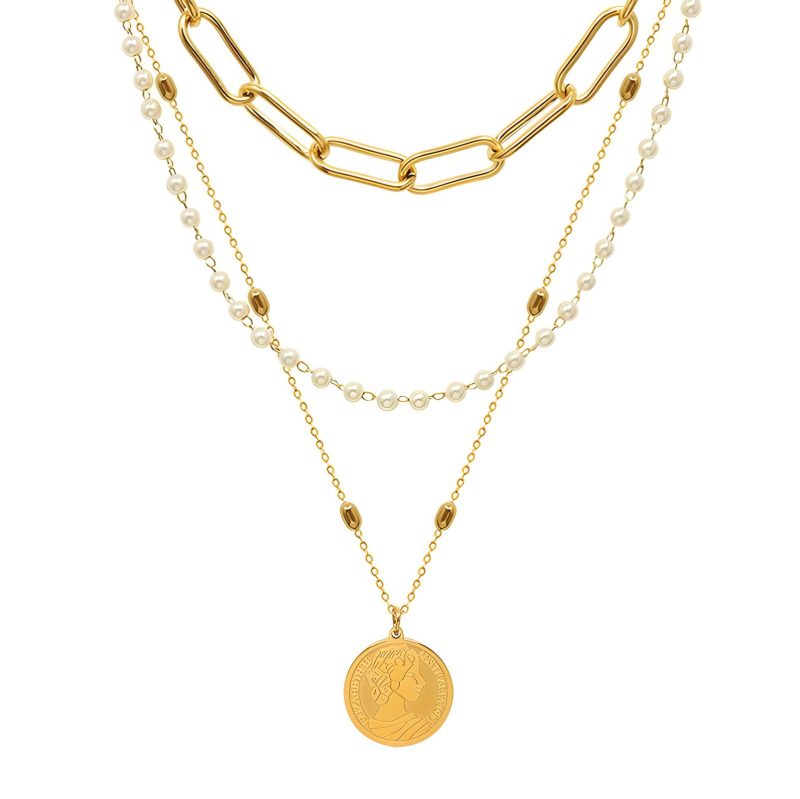 18K gold plated Stainless steel  Coin necklace, Intensity