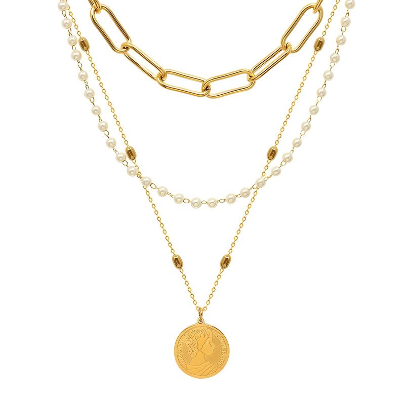 18K gold plated Stainless steel  Coin necklace, Intensity