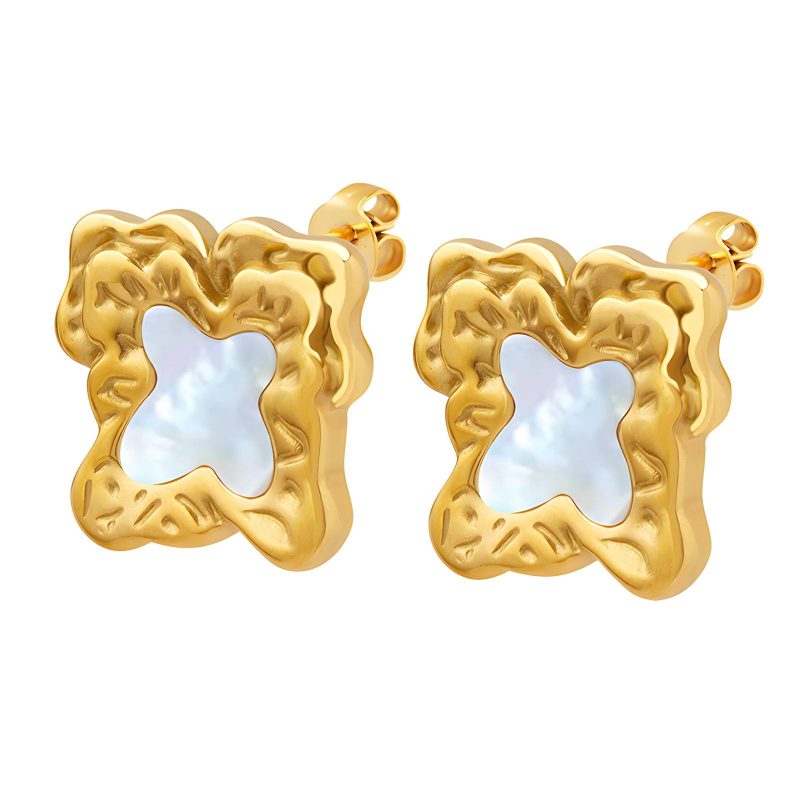 18K gold plated Stainless steel  Flowers earrings, Intensity