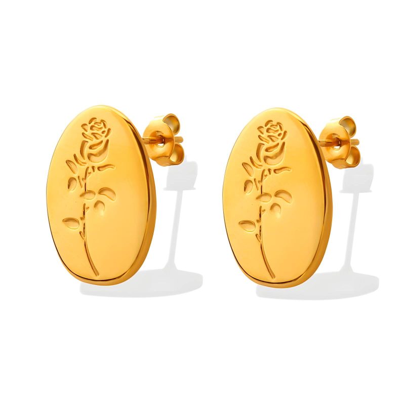 18K gold plated Stainless steel  Flowers earrings, Intensity